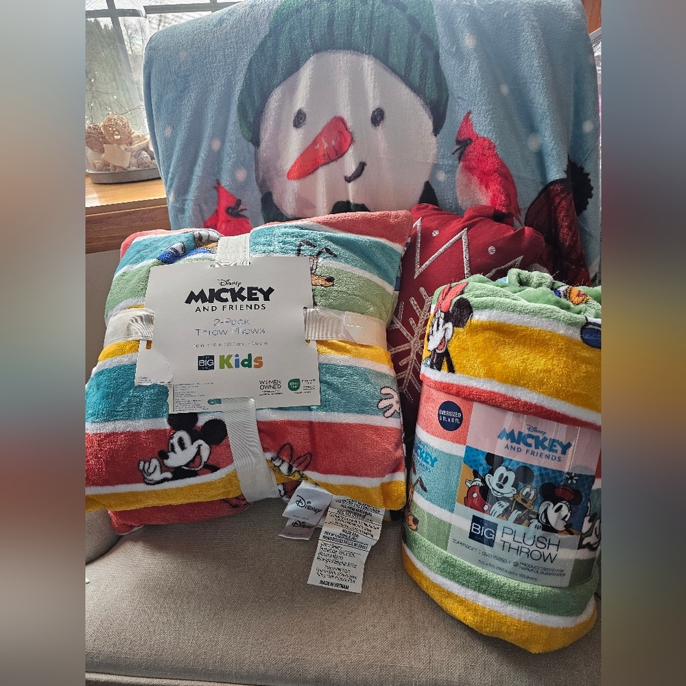 Disney Mickey and Friends Blanket & 2 pack Pillow set